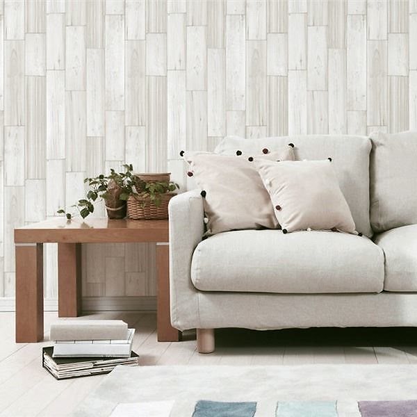 壁紙シール/プレミアムウォールデコシート 30m巻 W-WA315 カントリーウッド アイボリー 系