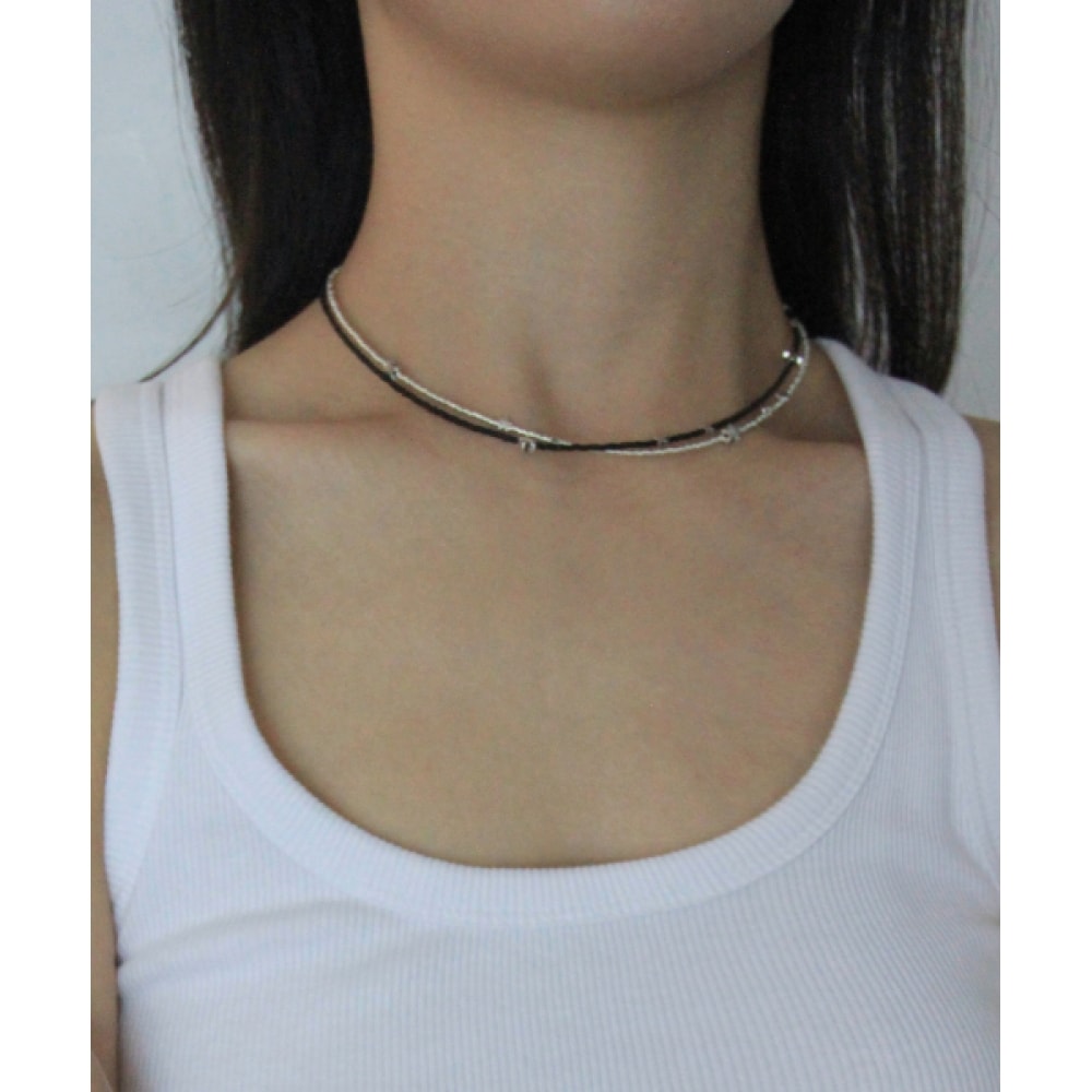 SICKFUMEDOT ミルキーウェイ ネックレス - ブラック & シルバー