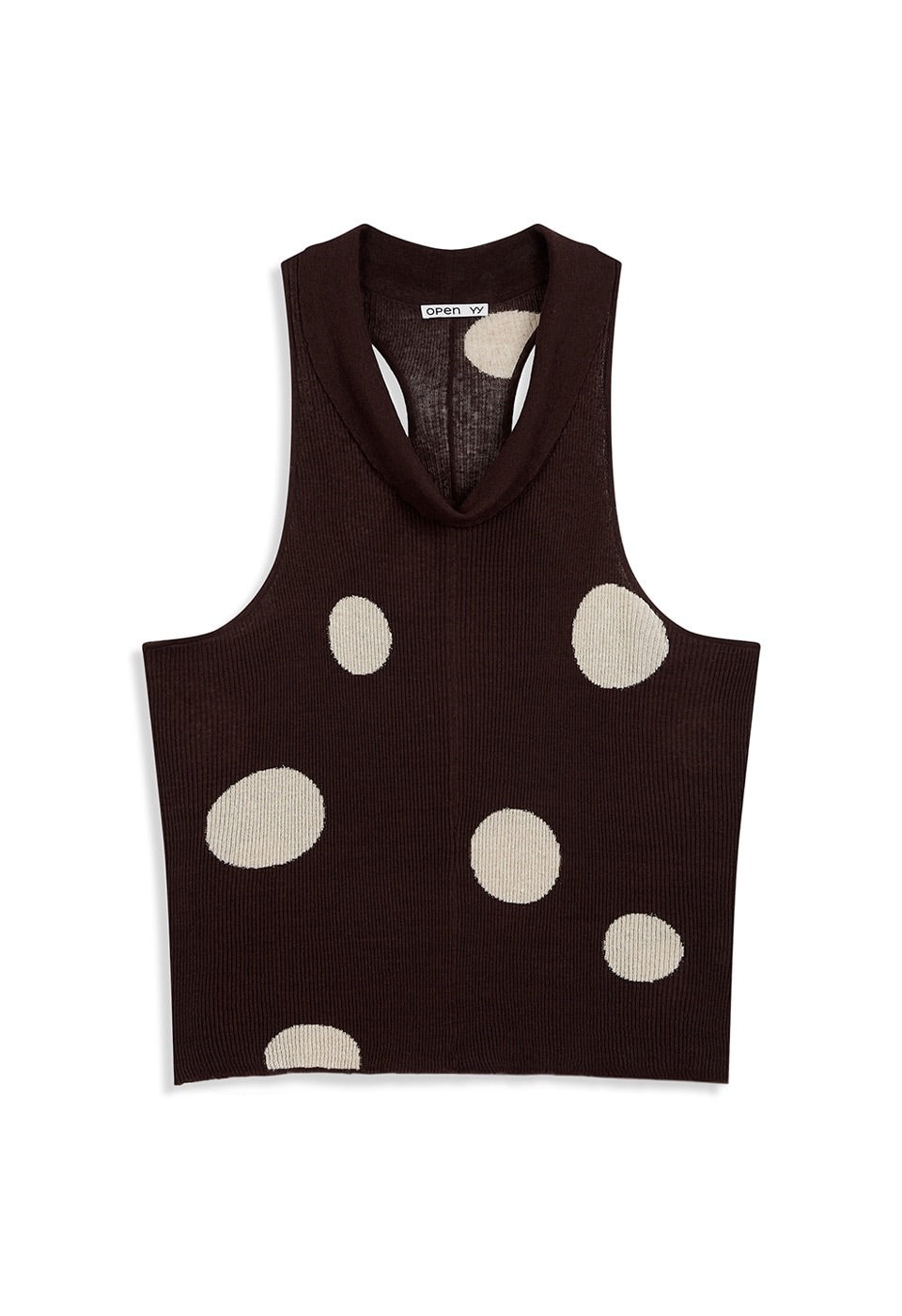 【OPEN Yy】 26SS DOT COWL RIBBED DRESS : BROWN