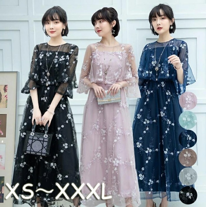 パーティードレス 結婚式 ワンピース シフォンワンピース ロングドレス ドレス 二次会 お呼ばれ 服 服装 ミセス 大人 上品 他と被らない 20代30代40代 レディース ファッション 二次会 体型