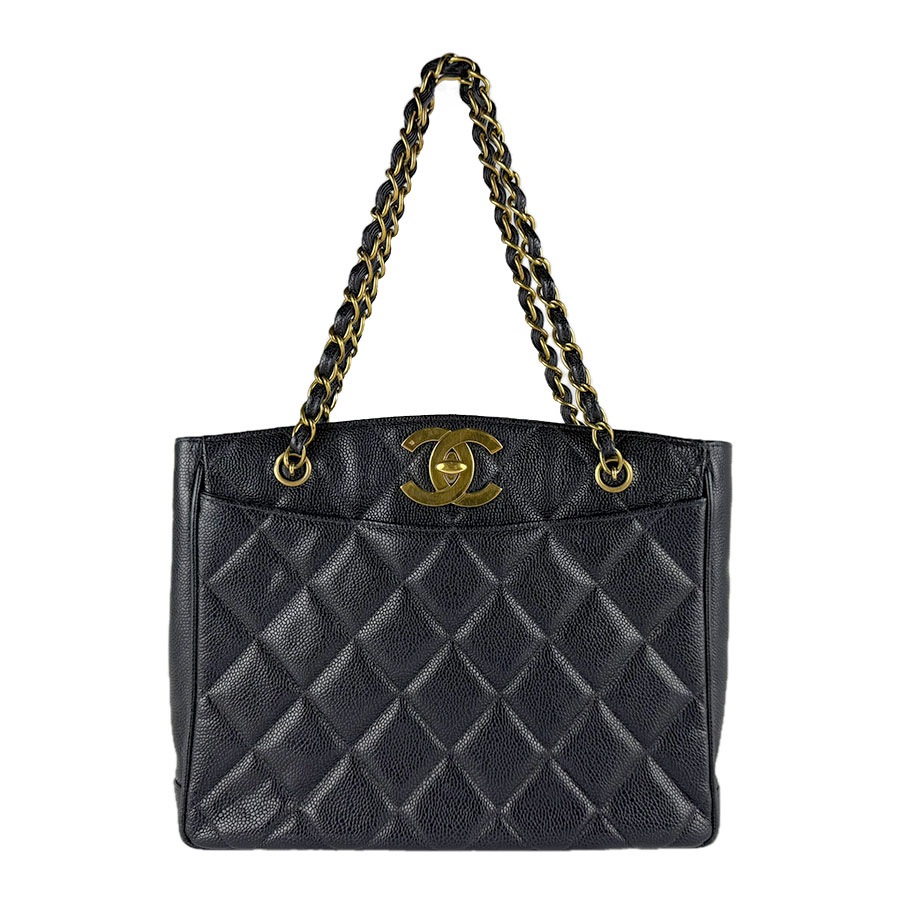 シャネル CHANEL ショルダーバッグ マトラッセ キャビアスキンレザー/メタル ブラック/ゴールド レディース z9408