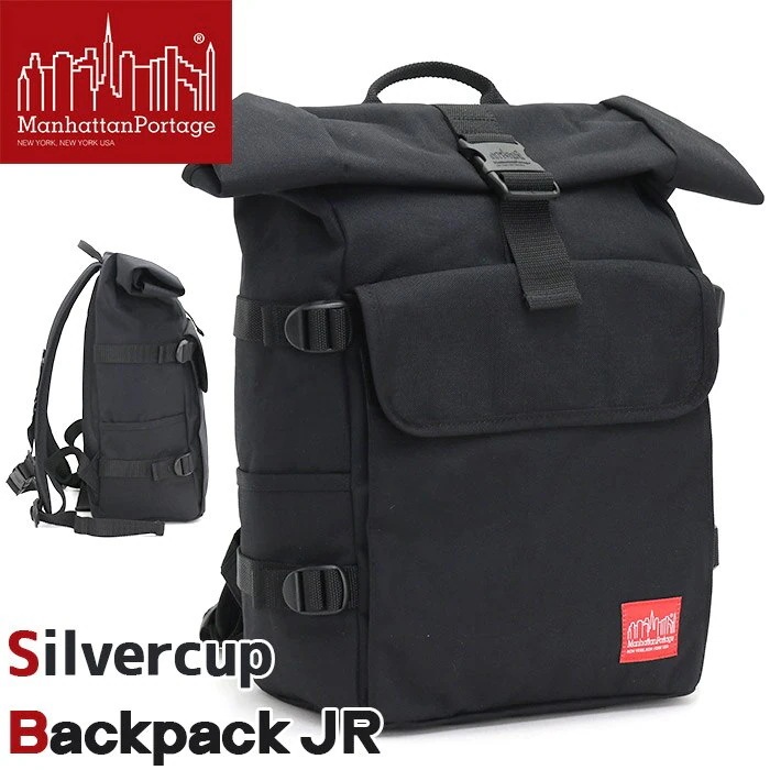 ManhattanPortage マンハッタンポーテージ リュックサック リュック デイパック ロールトップ 正規品 メンズ レディース ブラック B4 シルバーカップ バックパック ジュニア