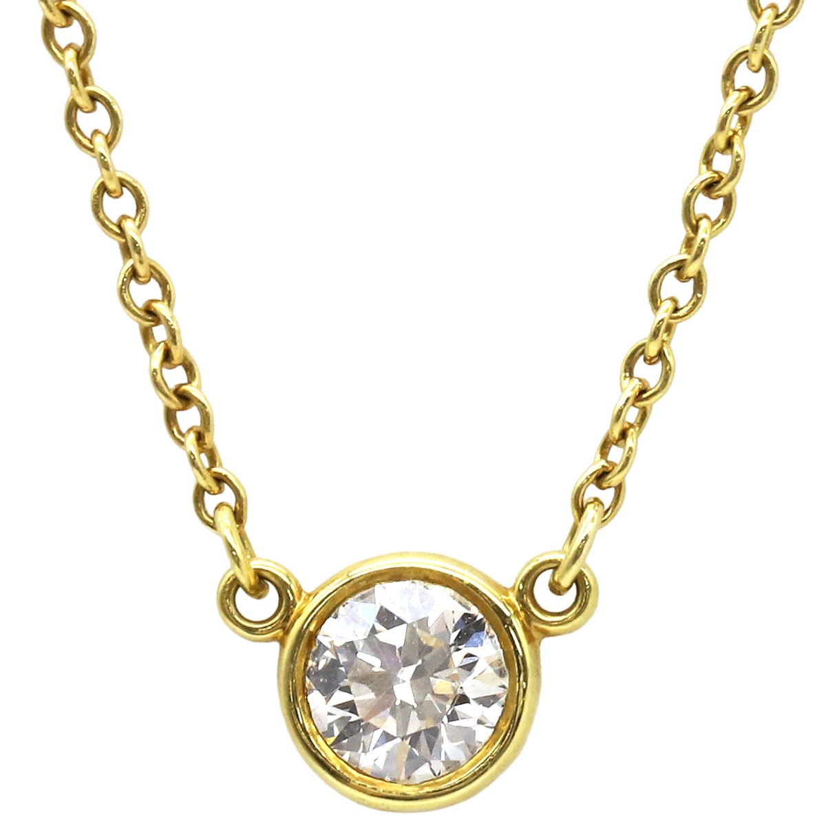 ティファニー Tiffany & Co ネックレス バイザヤード シングルダイヤモンド ペンダント K18YG ダイヤモンド イエローゴールド 750YG T&Co. 1石 エルサペレッティ 【中古】