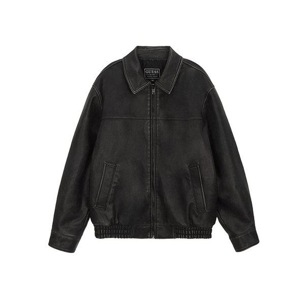 男女共用パディングフェイクレザージャケット ブラック MO4W7853