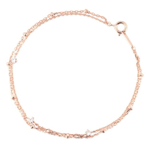 リボン済＆紙袋 ブレスレット レディース 2連モチーフ 正規品 キュービックジルコニア シルバー素材 祝い