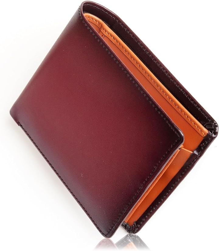 財布 メンズ 2つ折り グラデーション 二つ折り 本革 二つ折り財布 BRD-CML( 6.ボルドー＆キャメル)