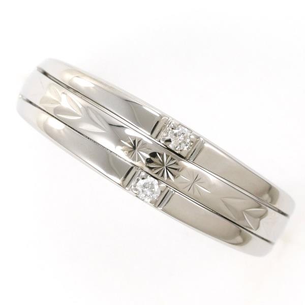 K10 10金 WG ホワイトゴールド リング 指輪 8.5号 ダイヤ ジュエリー 中古