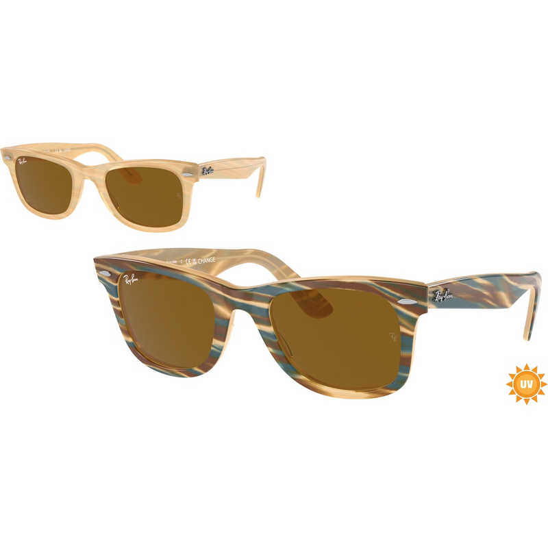 レイバン　ORIGINAL WAYFARER CHANGE(Low Bridge Fit) RB2140F 140833 52mm フォトクロミックストライプライトブラウン/ブラウン