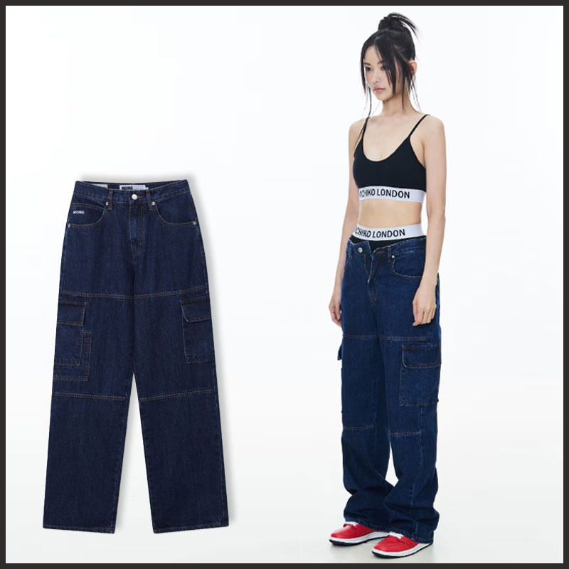 HEM LOGO CARGO DENIM PANTS _UNISEX