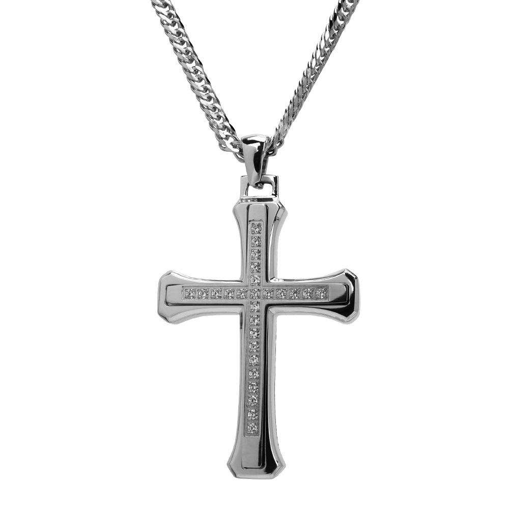 ステンレス クロスネックレス [n841-silver-n514-3mm]