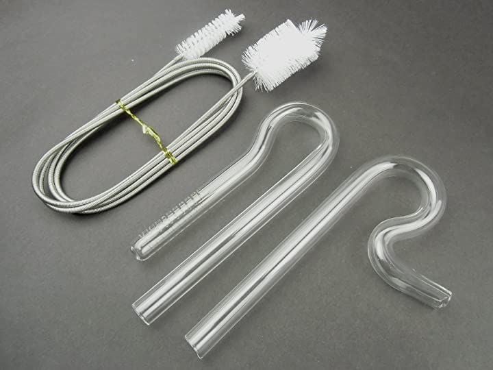 JP 水槽用 クリアガラス ジェット 吸出水 パイプ セット 12/16mm用 ホース/パイプクリーナー 高透明度 ガラス製 給水 排水(吸出水パイプセット＋パイプ・ホースクリーナー)