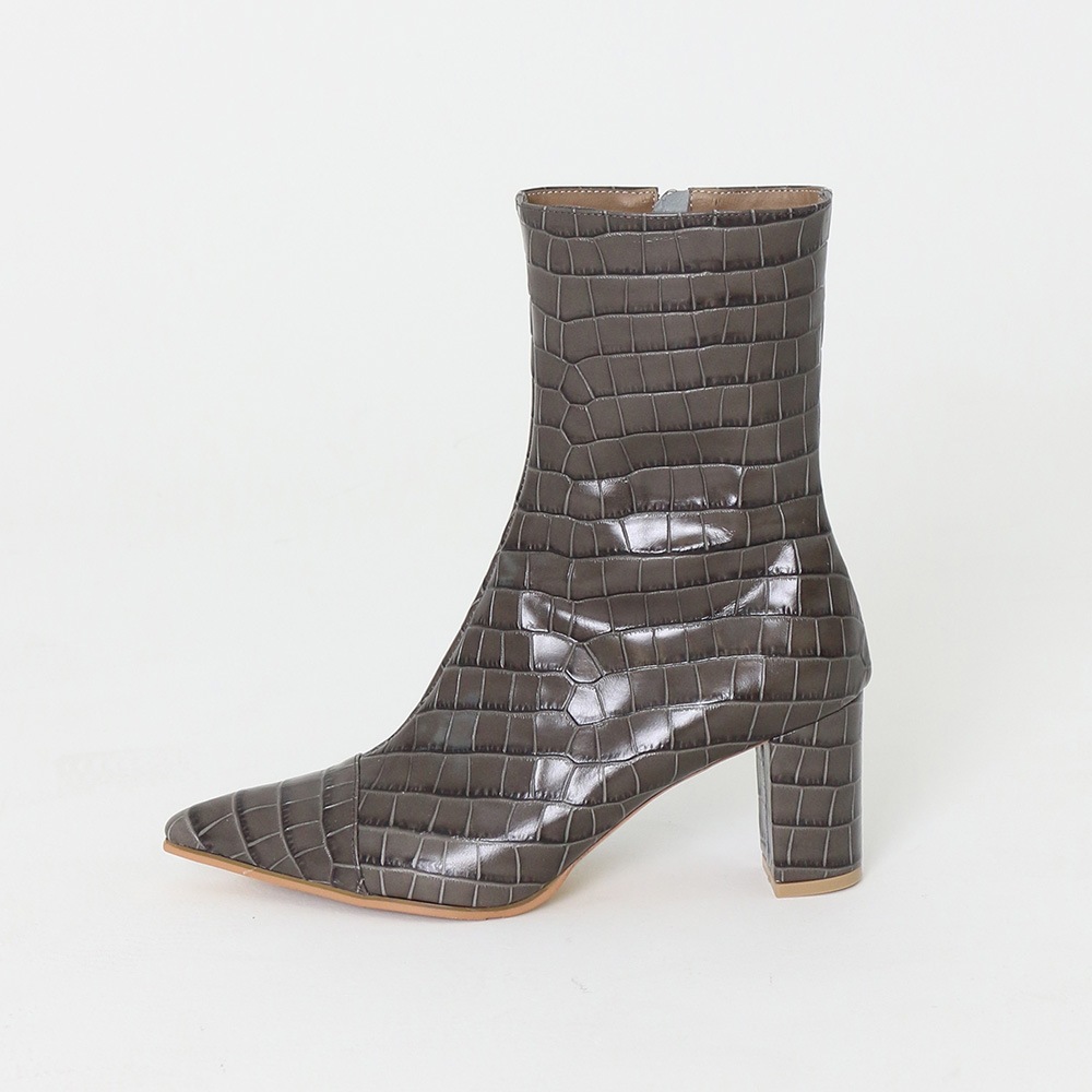 Barneys Croco Ankle Boots Gray