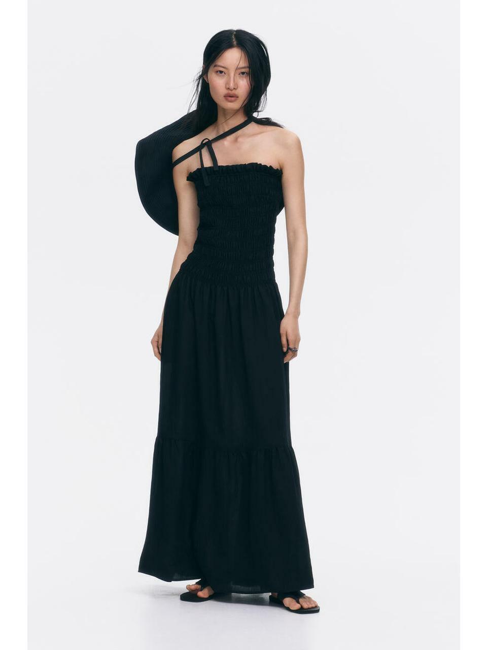 H&M スモーキングストラップレスドレスブラック 1338792006