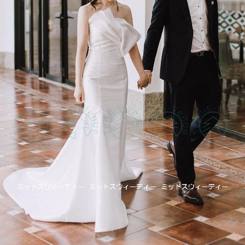 ウェディングドレス ロングドレス マーメイドライン トレーン 結婚式 ウエディングドレス 二次会 花