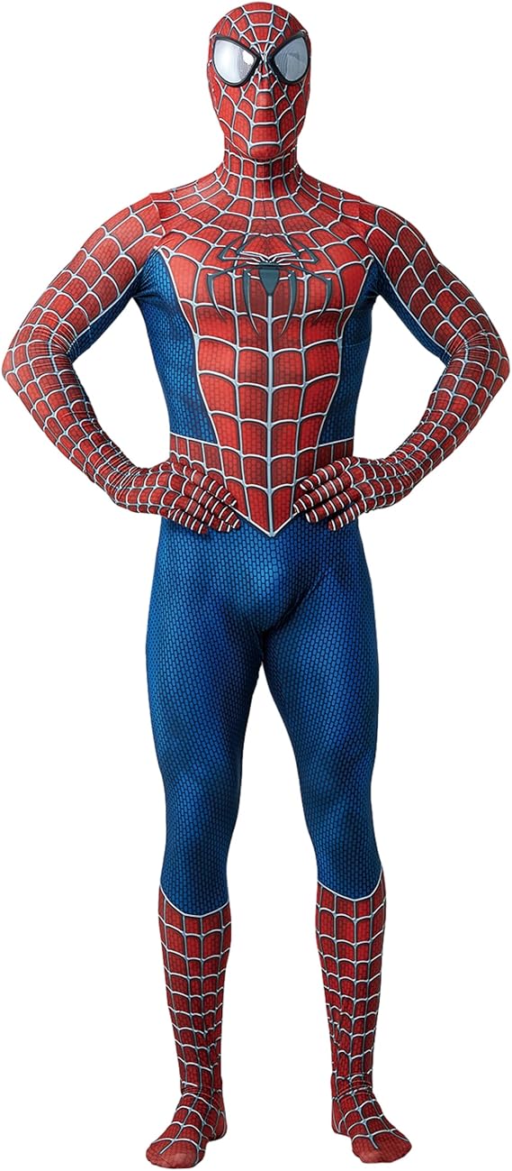 [CHALAN] スパイダー ハロウィン 服 分離式 全身タイツ フェイスマスク アメ