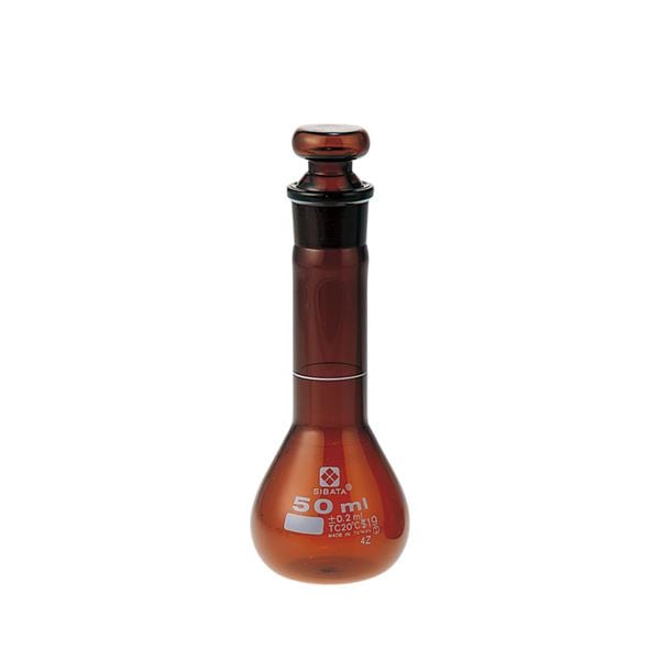 メスフラスコ 茶褐色 短形 50mL [023090-50]
