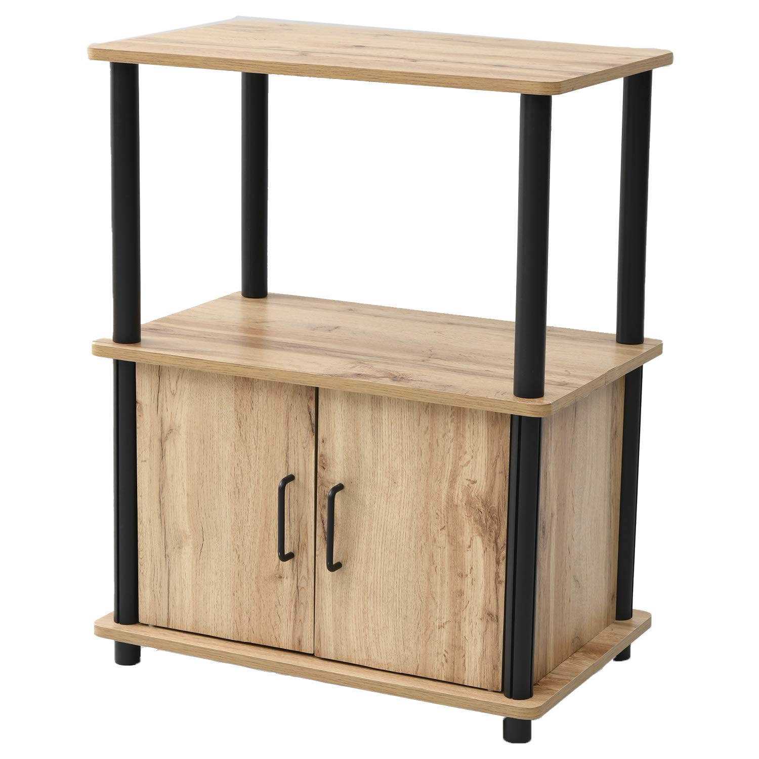 即日発送 山善(YAMAZEN) ラック 幅60 扉付き 3段 YGKT-2(OAK4BK) オーク(支柱ブラック)