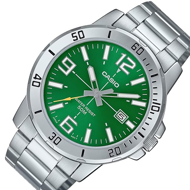 スタンダード メンズ腕時計 グリーン文字盤 メタルベルト 海外モデル MTP-VD01D-3B 5,005円