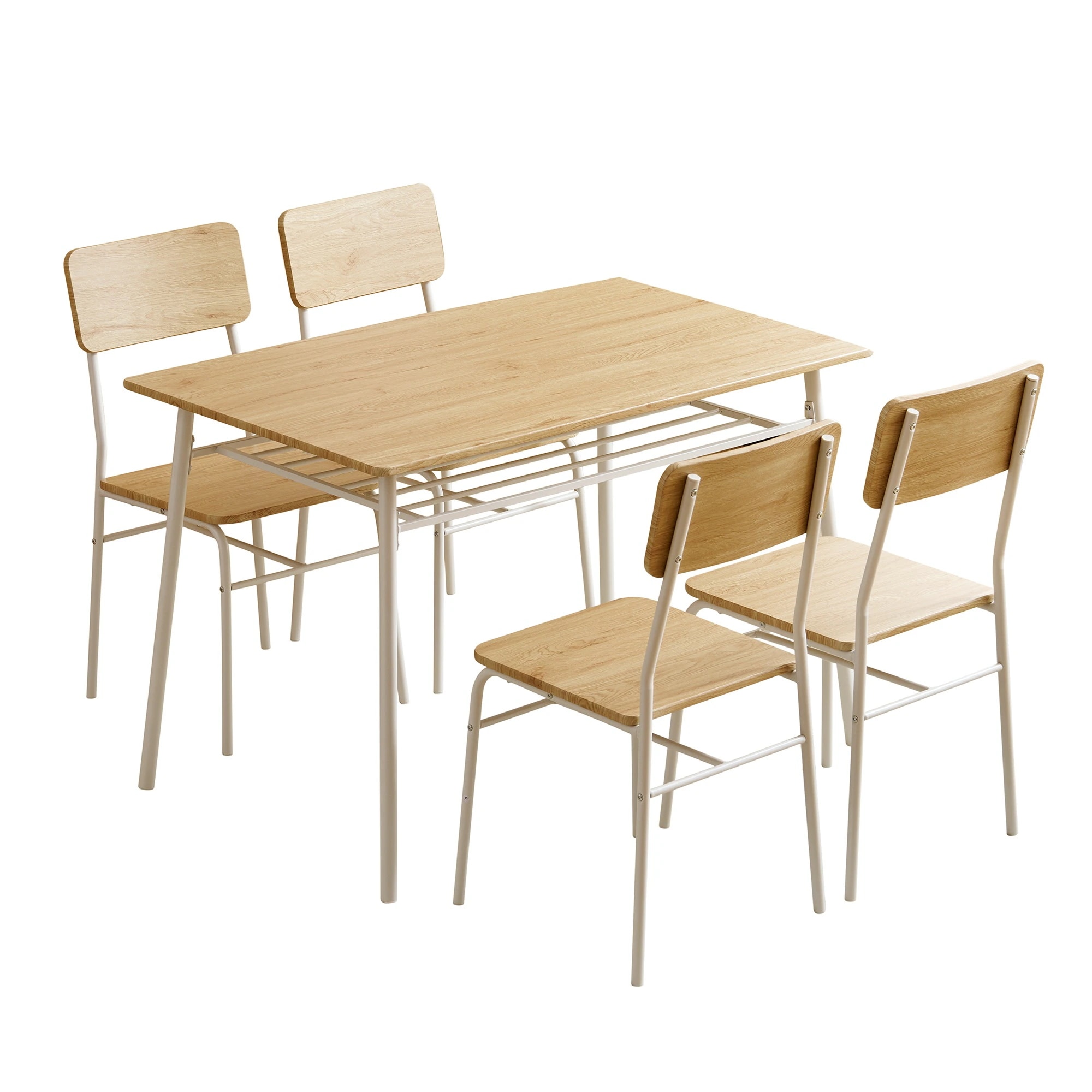 ダイニングテーブルセット 4人用 5点セット 収納付き ダイニングテーブル リビングテーブル 食卓 テーブル チェア 4脚 国内発送/保証付き 木目調 おしゃれ 組み立て品