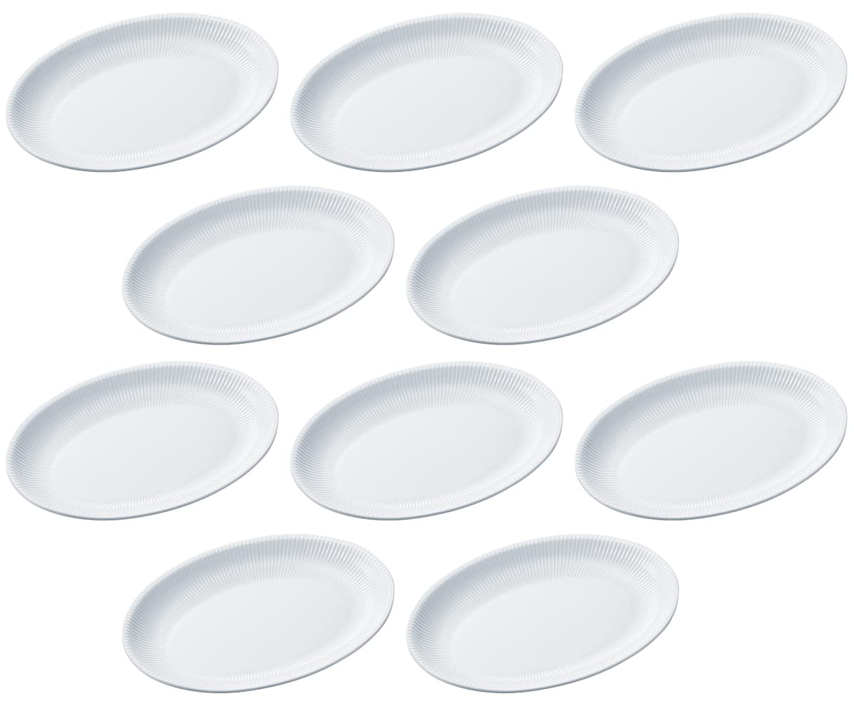 台和 オーバル 皿 白 24cm 10枚セット シンプル 食洗機対応 メラミン食器 スタッキング可能 業務用 日本製 ルーチェ BY-14-W