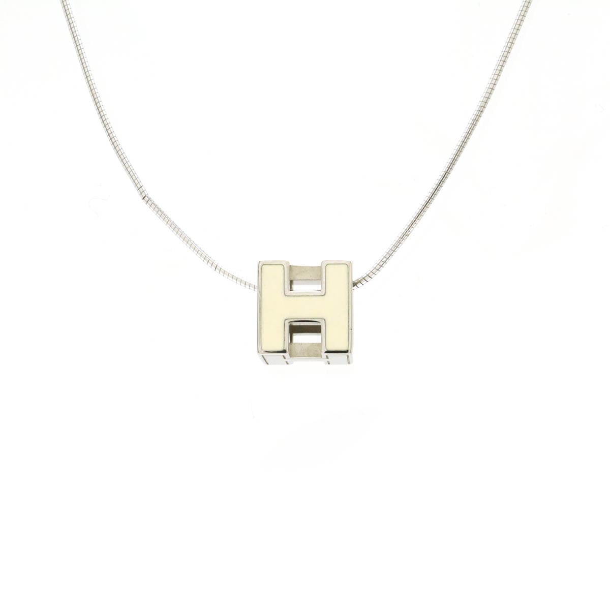 カージュドアッシュ Hキューブ Hロゴ ネックレス チョーカー スネークチェーン アイボリー シルバー金