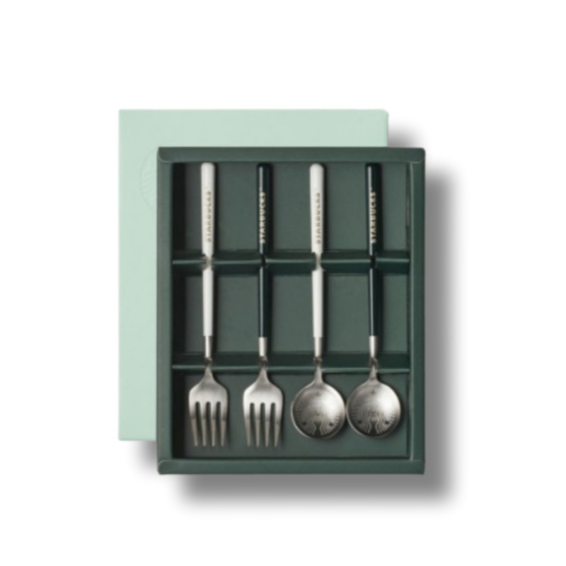 シンプル デザート カトラリー スプーン フォーク プレゼントセット (4P)