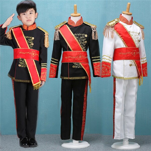 男の子 キッズ用スーツ 4点セット 皇室 演劇 新劇 コスプレ衣装 演出服 王子様 貴族 衣装 宮廷服 中世 コスチューム