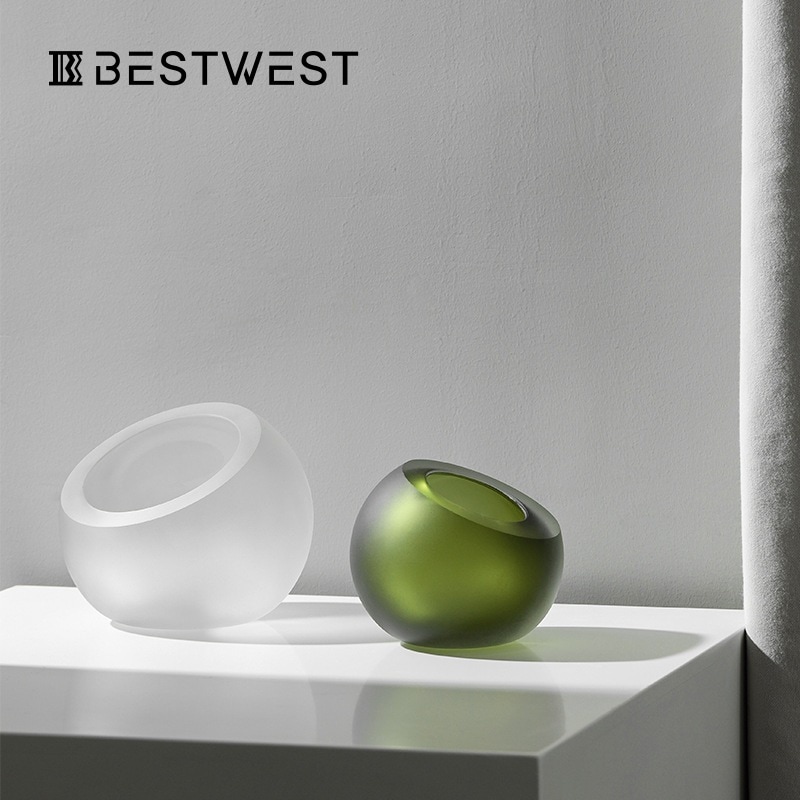 半円球型すりガラス花瓶リビングソフトアクセサリー玄関軽量モデルルーム置物