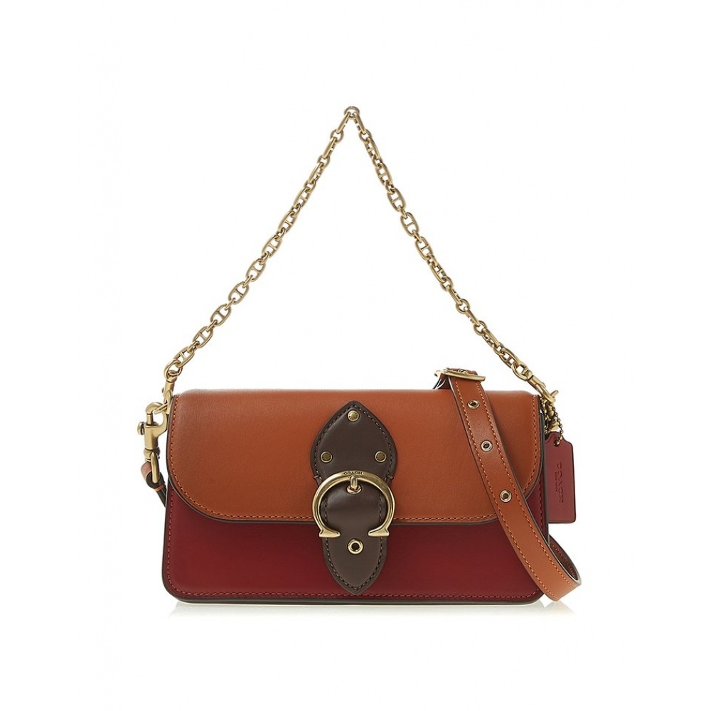 コーチカラーブロックビートショルダーバッグ C2617 ブリックレッドマルチ