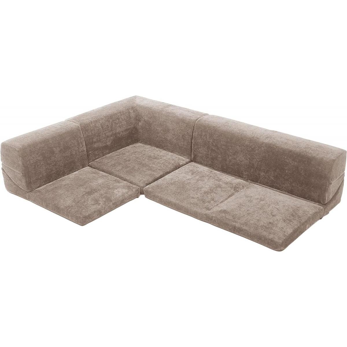 【I】セルタン(CELLUTANE) ローソファ IMONIA 3点セット ヴィンテージスタイル コーデュロイベージュ　コーナーソファー 和楽 【受注生産品】【代引不可/