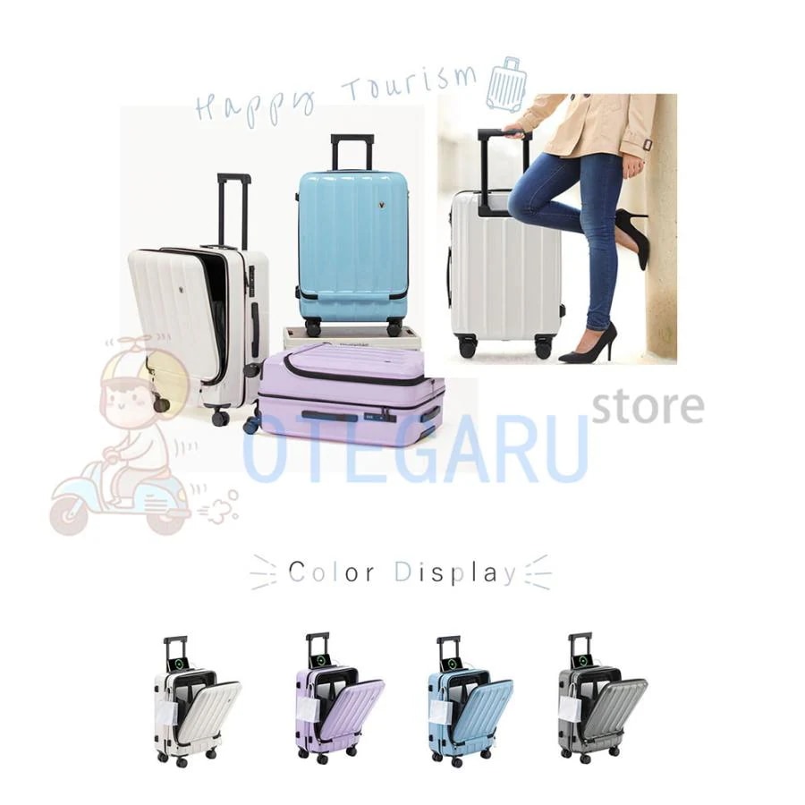 スーツケース フロントオープン ファスナータイプ xsサイズ s m 前ポケット キャリーケース 軽量 機内持ち込み 機内持込 トップオープン 前開き キャリーバッグ