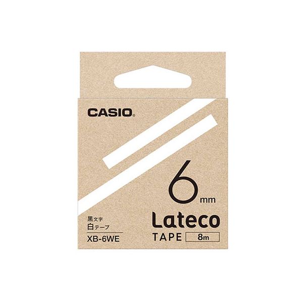 (5個セット) カシオ計算機 Lateco 詰め替え用テープ 6mm 白テープ 黒文字 XB-6WEX5