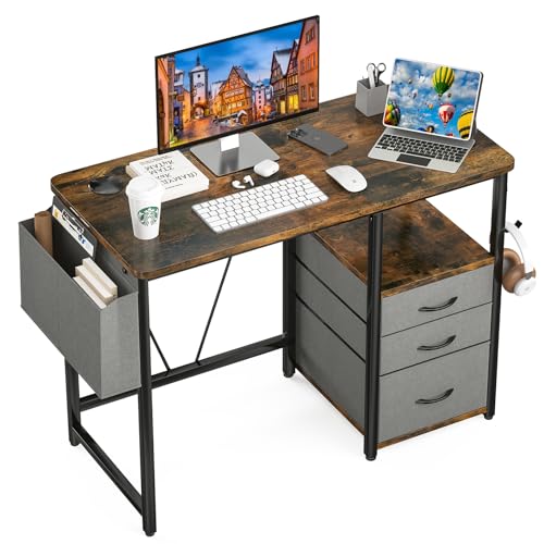 パソコンデスク ラック付き 引き出し ドリンクホルダー 在宅 テレワーク 作業机 幅100cm