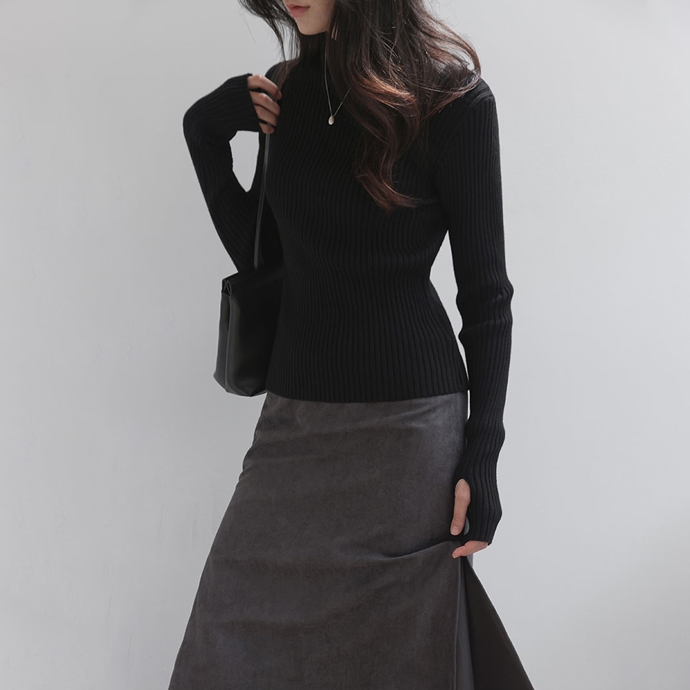 オネクルスリムゴルジハーフネックニット