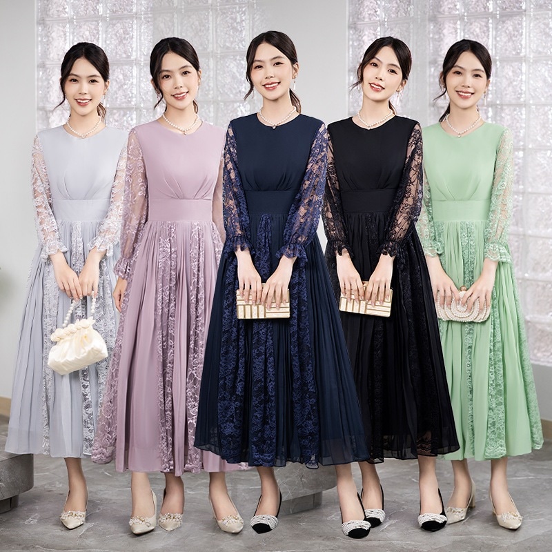 ドレス 2025 パーティー ウェディング フォーマル イブニングドレス ワンピース ロングドレス 長袖 レース 優雅 エレガント 痩せる 韓国風 結婚式 前撮り 演奏会 発表会 卒業式 成人式 花嫁