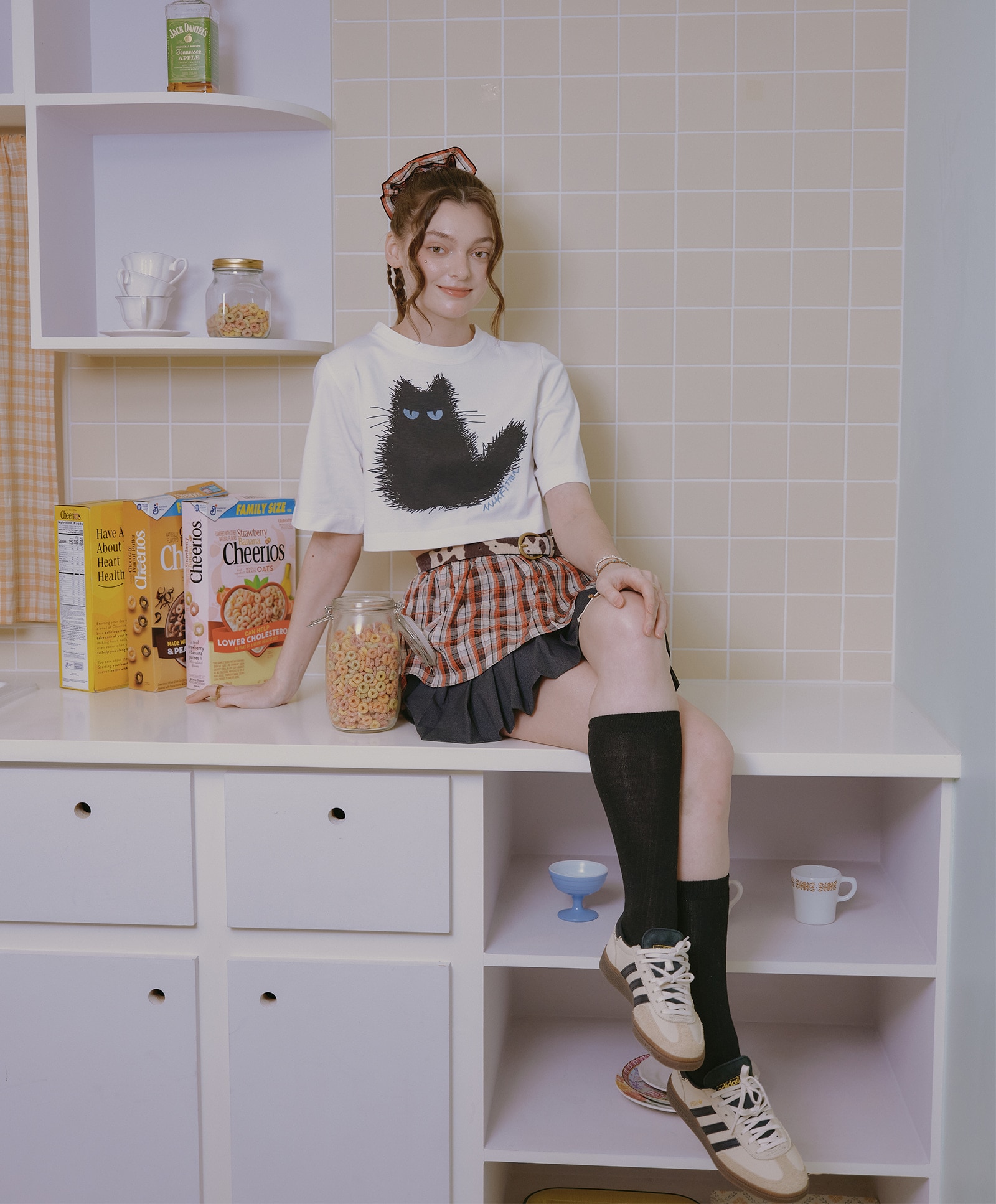 NKFT LAYERED CHECK SKIRT_WOMEN [RED]