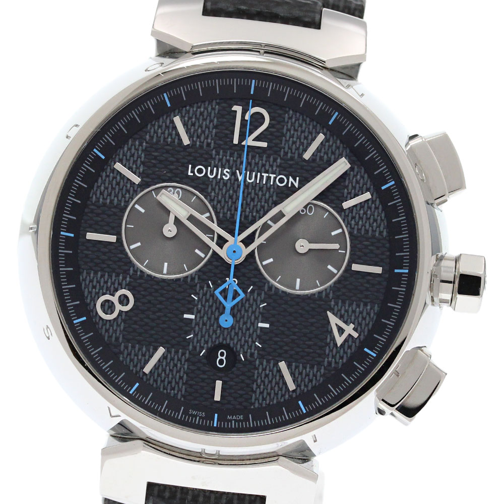 ルイ・ヴィトン LOUIS VUITTON QA094 タンブール ダミエ グラフィット クロノグラフ クォーツ メンズ 箱・保証書付き_850253【中古】 180,150円