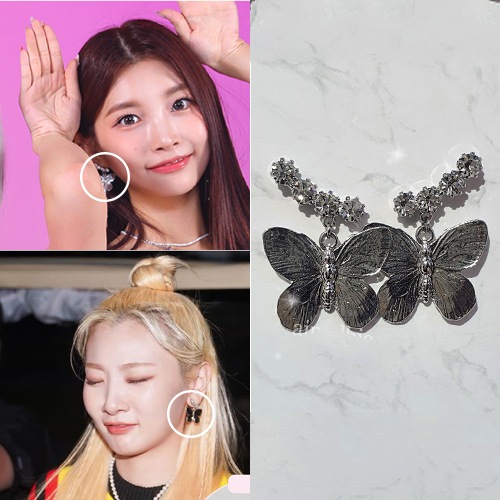 [優雅なミンソ着用イヤリング] Bling Butterfly Earrings セレブが愛するカスタムジュエリー 韓国ファッションジュエリー 人気ジュエリー