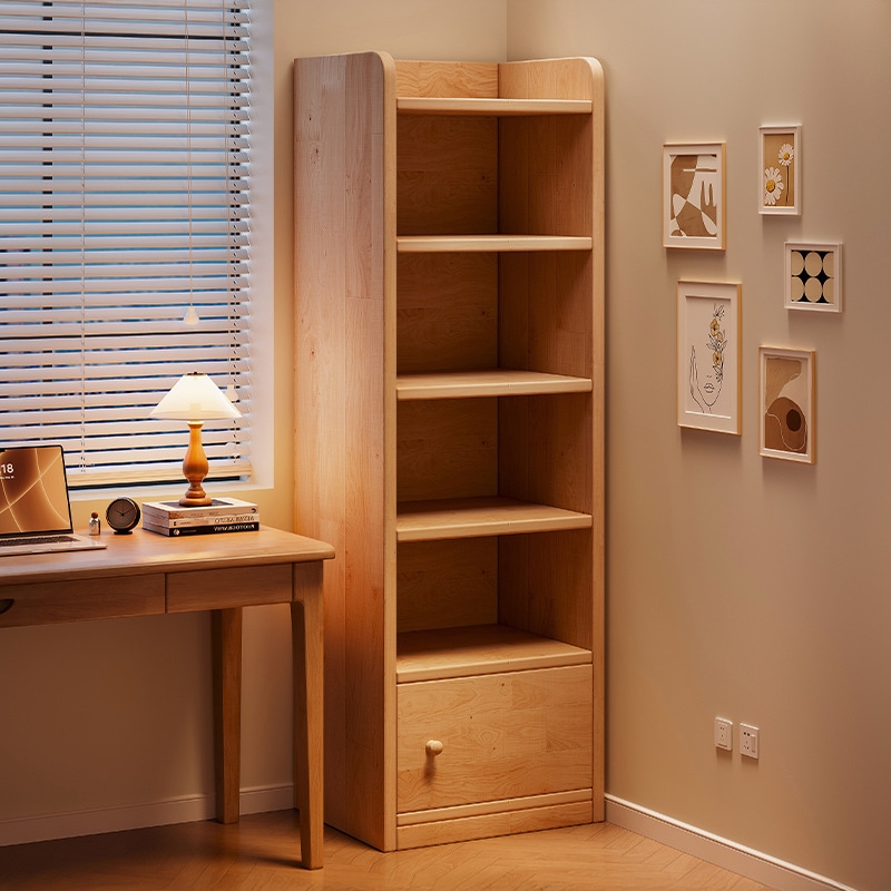ソリッドウッドブックシェルブフロアスタンドチルドレンズ統合ウォールコーナーストレージキャビネットシンプルな学生マルチレイヤーダストプルーフ狭いキャビネット