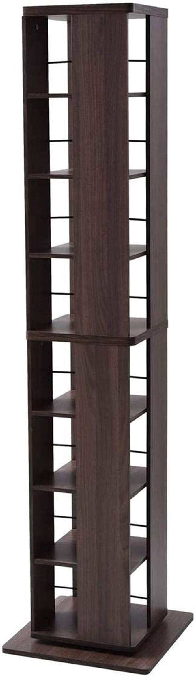 回転本棚 8 段 幅 45× 奥行 45× 高さ 182.5cm 壁付け角置き可 コンパクト大容量 組立簡単 ウォルナット