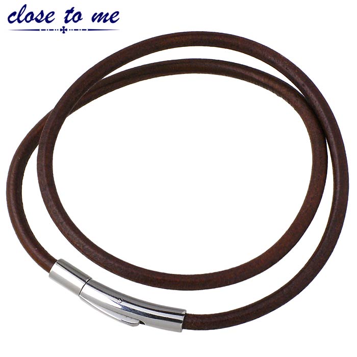 クロストゥーミー close to me レザー ステンレス ブレスレット ダーク 金属アレルギー対応 5,500円