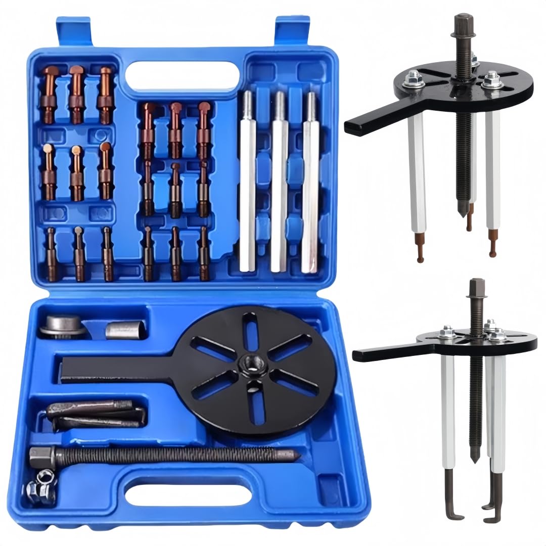 ベアリングプーラーセット 3爪付き 内穴ベアリング分解工具 自動車整備 内掛け・外掛け対応 ギアプーラー プーリー抜き リムーバー 7サイズ対応