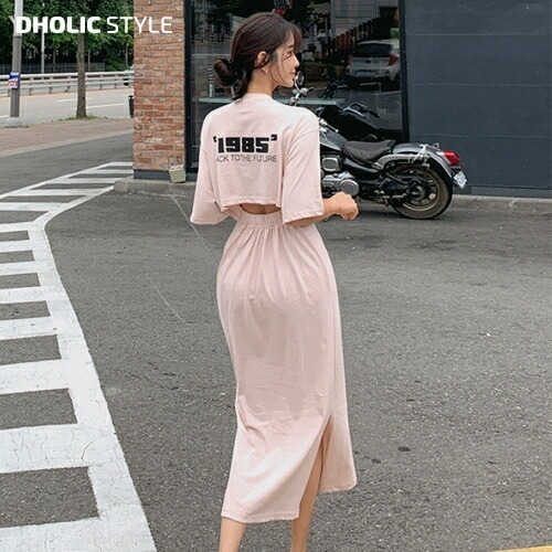 [メガ割りSALE]1985バックカット半袖ロングワンピース・p563143