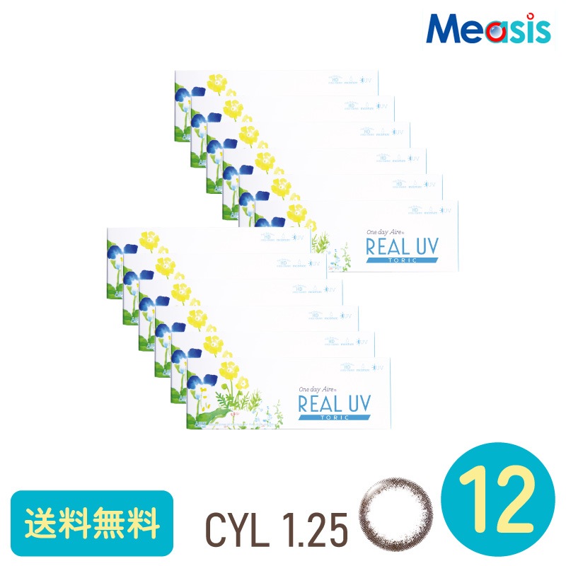 ワンデーアイレリアルUVトーリック ダークブラウン CYL-1.25 10枚 12箱 アイレ カラーサークルレンズ