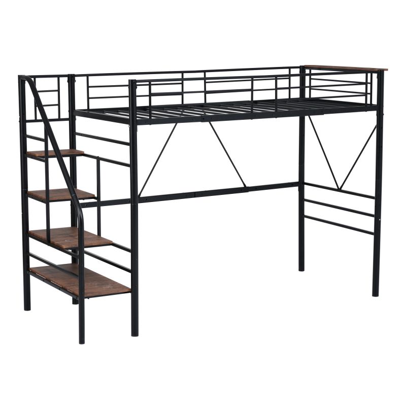 ロフトベッド 階段付き S パイプベッド シングル コンセント付き 収納 スチール 耐震 ベッド シングル パイプベッド パイプ