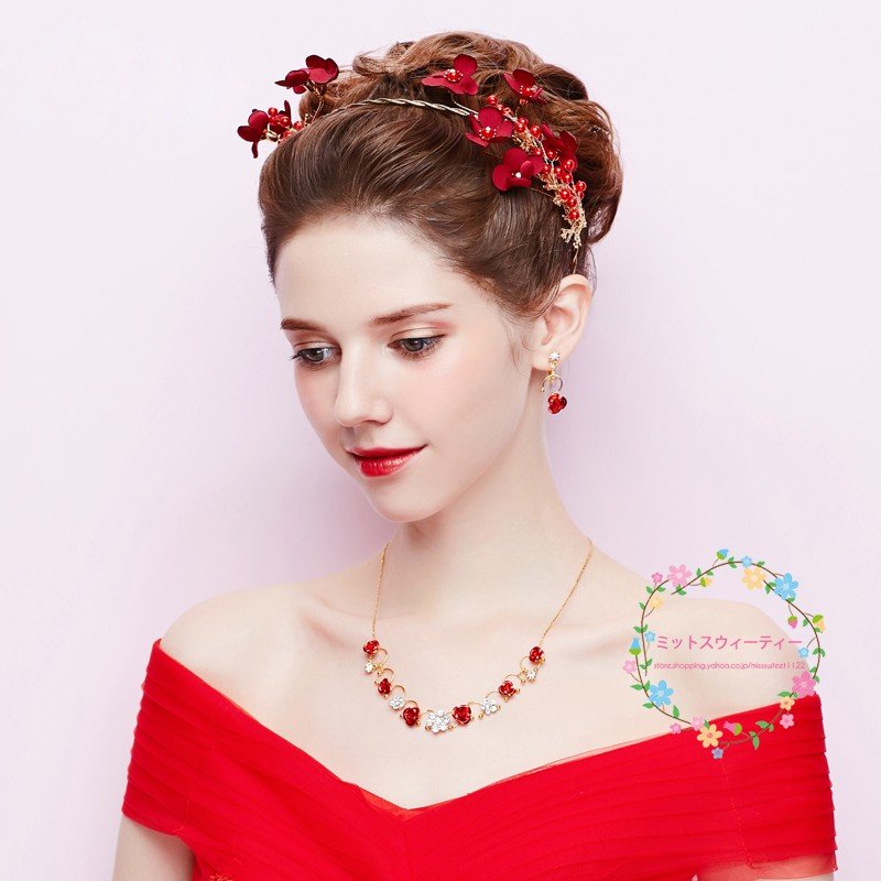 ティアラ クラウン ネックレス ピアス/イヤリング セット 結婚式 髪飾り 花嫁 パーティー 披露宴