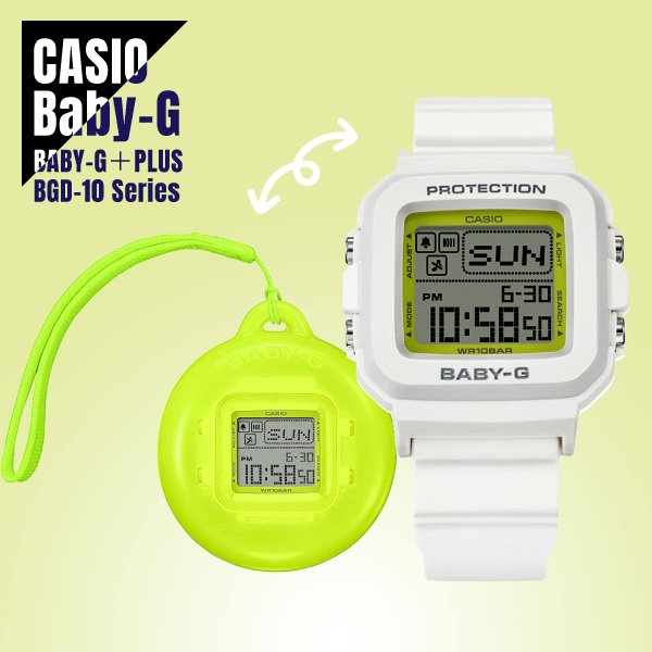 【即納】 CASIO カシオ BABY-G＋PLUS BGD-10 Series 自分の好みにカスタマイズ BGD-10K-6JR パープル 腕時計+ストラップ付きホルダー レディース