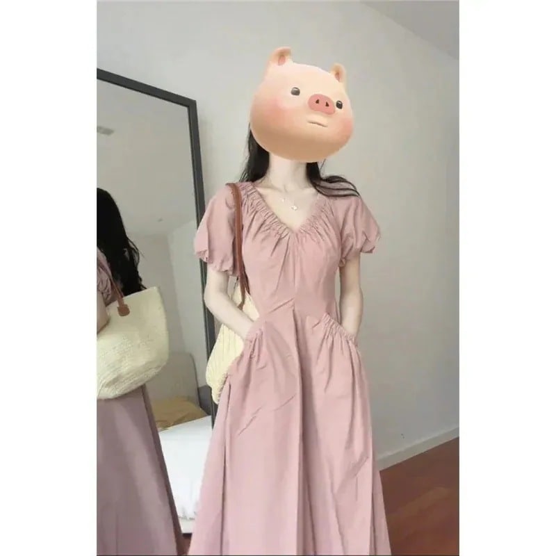 ワンピース 油絵汚れ巾着ホルタードレスデザイン の新スタイル