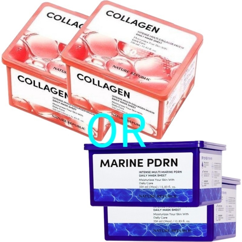 インテンス マルチ デイリーマスクシート 350ml 30枚入り 2個 / 2種 1択 / コラーゲン ミューシン / マリン PDRN