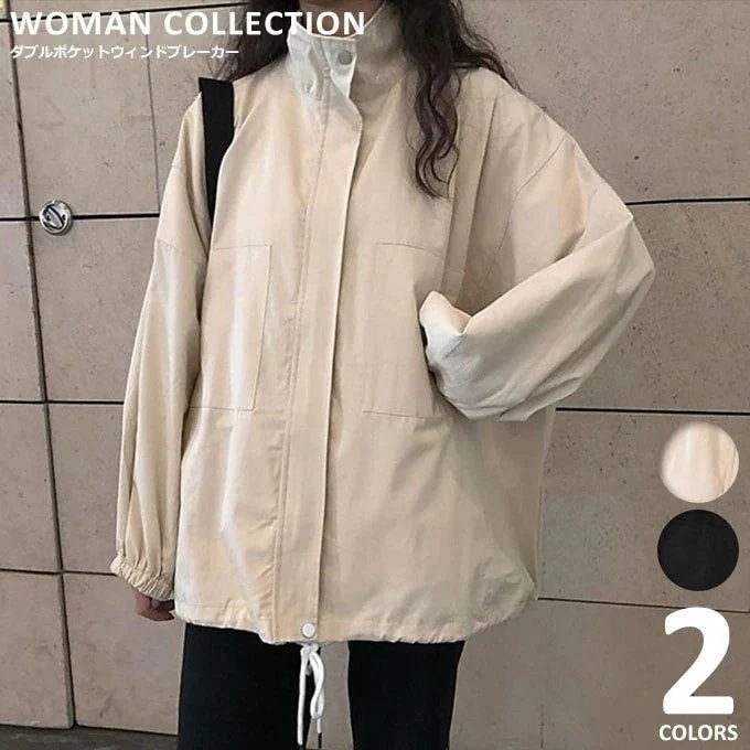 每日更新ウィンドブレーカー レディース アウター かわいい メール便 カジュアル オフホワイト ブラック フ3924母の日